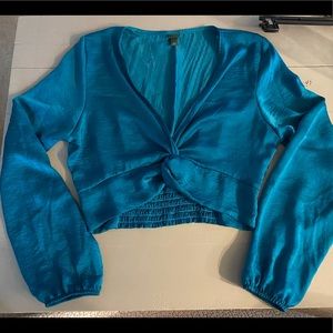 Wild Fable turquoise green polyester crop top, size medium.